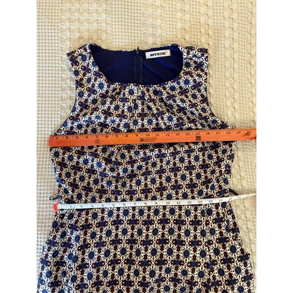 Mystic Dress Plus Size XL Navy Cream Pattern Sleeveless Rounded Neckline Pockets - Picture 12 of 12